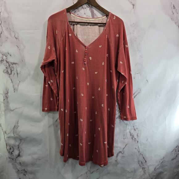 LL Bean Nightgown Womens Pink Medium Nursing Maternity Henley Snap Button - Picture 1 of 15